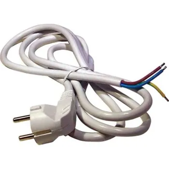elektrický kabel Přívodní kabel FLEXO H05VV-F 3G0,75B s úhlovou vidlicí 3m bílá PVC