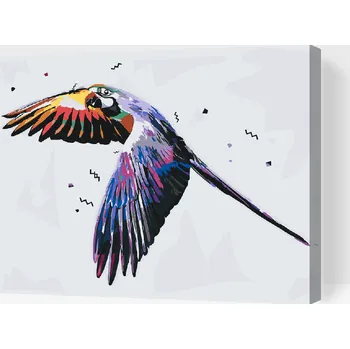 Malování podle čísel - Letící papoušek Velikost: 30x40cm, Rámování: Pouze srolované plátno