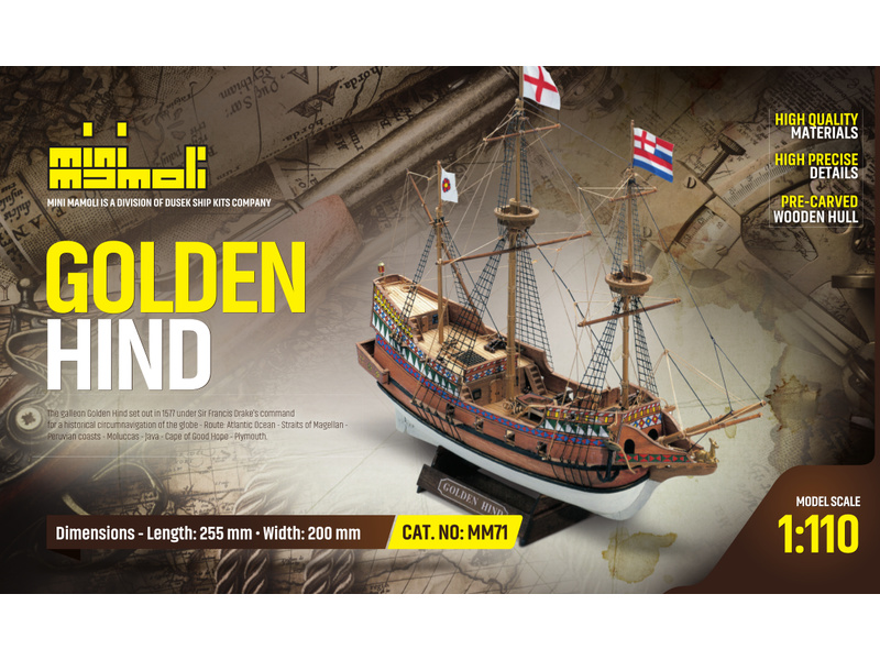 foto RC model lodě Mamoli Mini Mamoli Golden Hind KIT 1:110