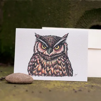 XCOPY Přání s obálkou potištěno originální kresbou od Alči, Sova