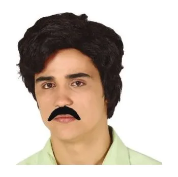 Karnevalová paruka Pánska Černá Paruka s Knírem - Drogový Dealer