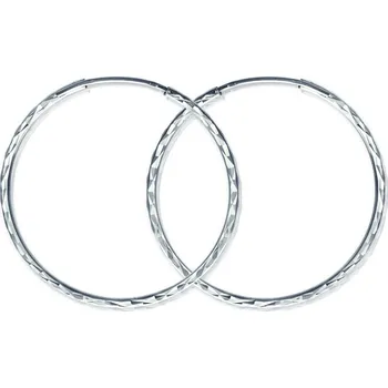 Náušnice GEMMAX Zlaté náušnice Kruhy Ø 35 mm, diamantový brus, bílé zlato – zlatý šperk ryzosti 585/1000 v Dárkovém balení s Certifikátem GLEWN-35-63501