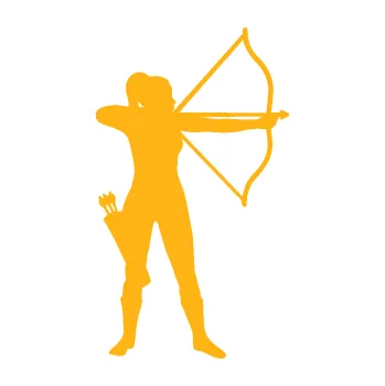 Samolepicí dekorace na vozidlo Lukostřelba 001 pravá střelkyně (21 - světle oranžová) SAMOLEPKA NA AUTO, NÁLEPKA, FÓLIE, POLEP, TUNING, VLASTNÍ TEXT, TISK, AUTOSAMOLEPKY.cz, POLEPY, OBRÁZEK, LOGO, 3D STICKERS