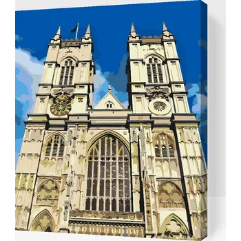 Malování podle čísel - Westminsterské opatství, Anglie Velikost: 30x40cm, Rámování: Pouze srolované plátno