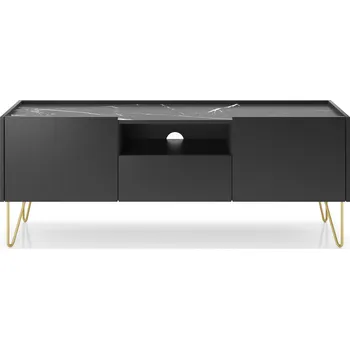 Televizní stolek PSK Televizní stolek HOPE, Černá/Marmur Black Royal 144 cm