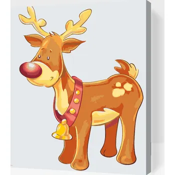 Malování podle čísel - Sob Rudolf Velikost: 30x40cm, Rámování: Pouze srolované plátno