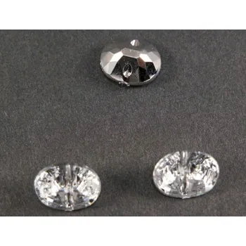 Knoflík Luxusní krystalový knoflík - vysoký ovál - světlý krystal - rozměr 1,4 cm x 1 cm