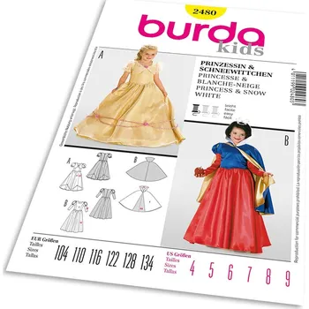Střih Burda 2480 - Šaty pro princeznu, Sněhurka