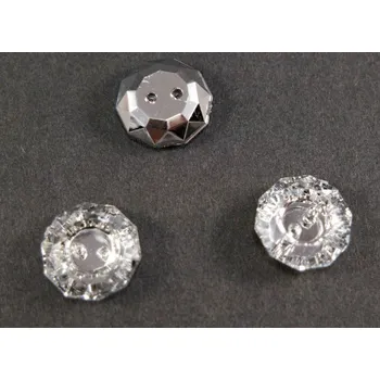 Knoflík Luxusní krystalový knoflík - květinka velká - světlý krystal - průměr 1,4 cm