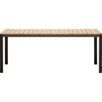 Zahradní stůl Teakový zahradní jídelní stůl Kave Home Bona s černou podnoží 200 x 100 cm