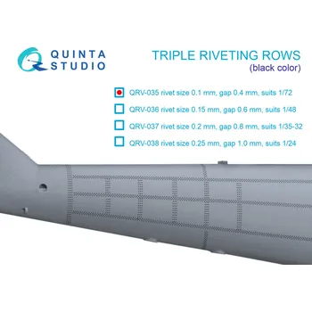 Plastikový model Quinta studio 1/72 Triple rivet.rows (0.10 mm, gap 0.4 mm) BLACK
