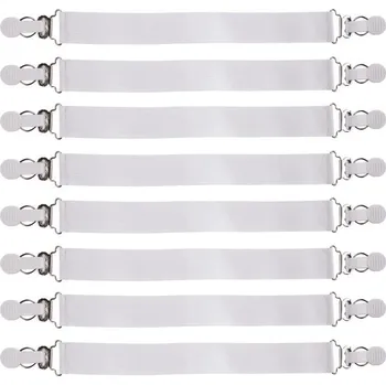 Napínač na prostěradla s posuvným klipem bílý 8 ks