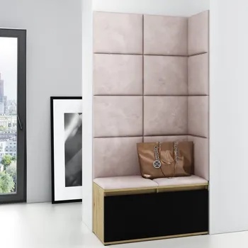 Předsíňová stěna Předsíňová stěna Emi 2 - dub/černá Barva panelů: Pastelová růžová - Trinity 19