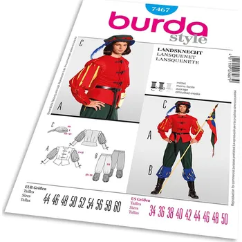 Střih Burda 7467 - Kostým na zbrojnoše