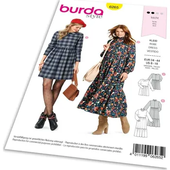 Volný čas Střih Burda 6265 - Šaty s límečkem, rolákové šaty, flanelové šaty