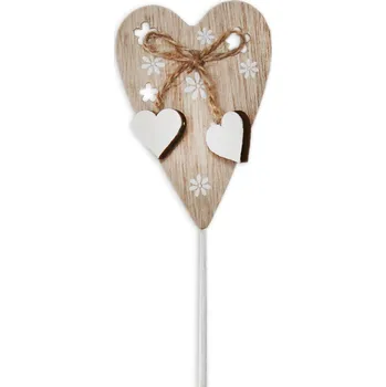 Zahradní dekorace Srdce zápich dřevo 7/20cm natural