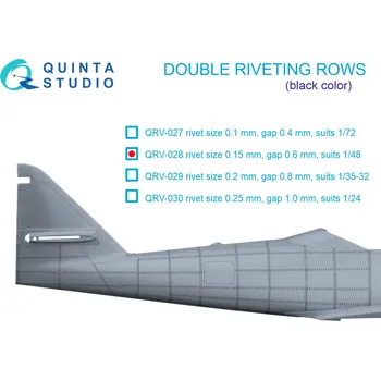 Plastikový model Quinta studio 1/48 Double rivet.rows (0.15 mm, gap 0.6 mm) BLACK