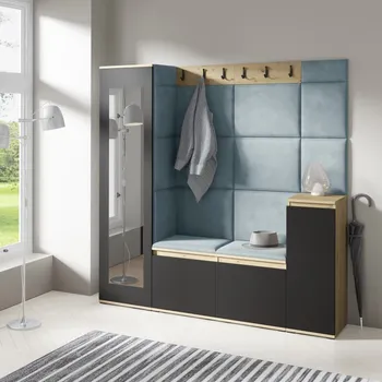 Předsíňová stěna Předsíňová stěna Emi 28 - dub/černá Barva panelů: Pastelová modrá - Trinity 22