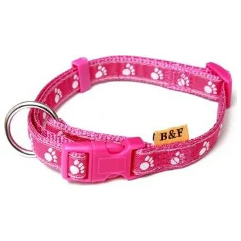 Obojek pro psa BafPet Obojek popruh TLAPKY fuchsie 30-50 cm/15 mm