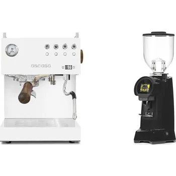 Kávovar Ascaso Steel DUO PID, White&Wood + Eureka Helios 75, black