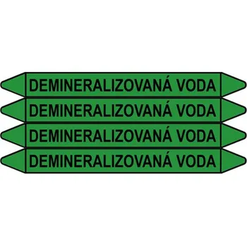 samolepka Značení potrubí, demineralizovaná voda,4 ks, 250 × 26 mm