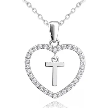 Módní doplněk Stříbrný náhrdelník se srdíčkem a písmenem T JMAS900TSN45