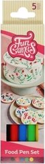 Potravinářské fixy - sada 5 barev (černá, červená, modrá, zelená, žlutá) / Fun Cakes