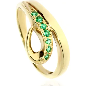 Prsten Zlatnictví Helios Prsten se zelenými zirkony B18209