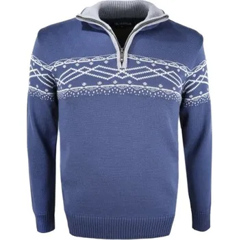 Pánská móda KAMA 4060 pánský merino svetr, modrá Velikost: L