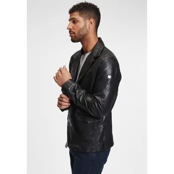 Pánská casual bunda Recenze Gipsy GMBasie kožené sako s kapucí černé 4XL