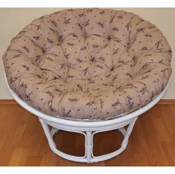 Křeslo Axin Trading s.r.o. Ratanový papasan 100 cm bílý, polstr levandule