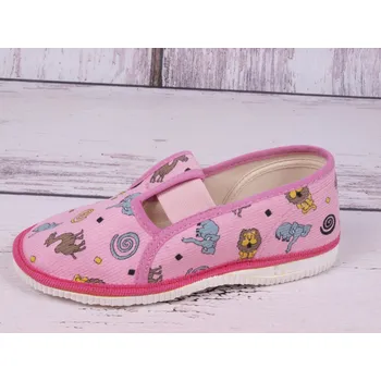 Dívčí bačkory Bačkůrky papučky bačkory HP Čechtín 555 růžové s lvíčky a slony velikost: 26