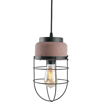 ACA Lighting závěsné svítidlo 1XE27 červený beton + černý kov D16XH120CM EPOQUE MK331P16RB