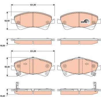 Brzdová destička Sada brzdových destiček, kotoučová brzda TRW GDB3479