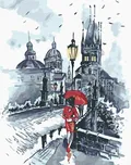 Zuty Žena s deštníkem na Karlově mostě…