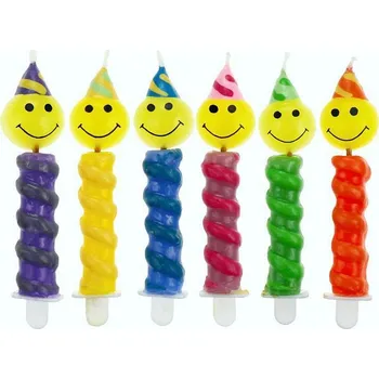 Dortová svíčka GoDan Svíčka dortová s úsměvy v čepičkách 6 ks