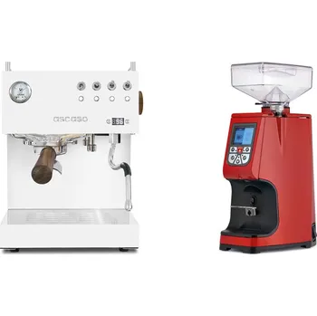 Kávovar Ascaso Steel DUO PID, White&Wood + Eureka Atom 60, ferrari red
