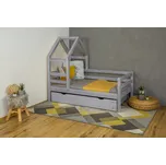 MAXIDO Dětská domečková postel Dora - jeden šuplík 200x140 šedá (Český výrobek)