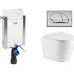 Liv-Fluidmaster Wc set Ring II Wall podmítková nádrž do zdiva; rimless mísa; sedátko a tlačítko lesklý chrom 195872 - SET(195872; 669931; OLKLT053ER)