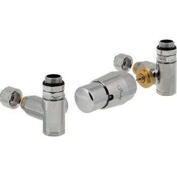 HS Integra - připojovací armatura pro spodní krajní připojení s termostatickou hlavicí napravo pro kombinaci s topnou patronou - lesklý chrom (Matice pro Cu 15 mm)