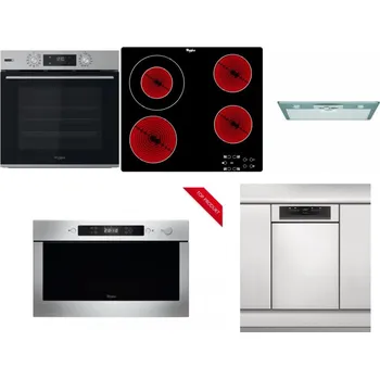 Set domácích spotřebičů WHIRLPOOL OMSK58HU1SX + WHIRLPOOL AKT 8130/NE + WHIRLPOOL AKR 650/1 IX + WHIRLPOOL AMW 423/IX + WHIRLPOOL WSBO 3O34 PF X