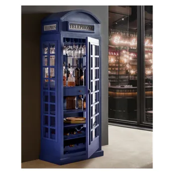 Vinotéka Barová Vitrína ve stylu telefonní budky London modrá