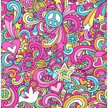 Softshell letní , vzor peace, metráž, funkční materiál