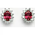 Stříbrné náušnice přírodní rubín - NŠ1480 (Stříbrné náušnice s rubínem 7 x 5 mm)