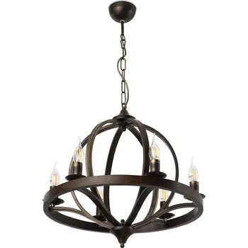 Light for home - Závěsný lustr na řetězu 60409 "KYOLN", 6x40W, E14, černá, zlatá, patina