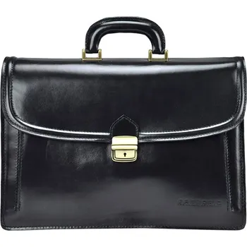 Kabelka Matně černá hladká pevná kožená aktovka Gregorio no. 202