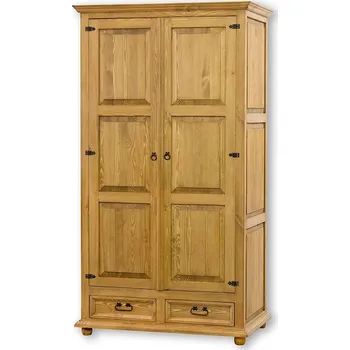 Komoda Masivní šatní skříň CORDOBA SZY01/B s tyčí a policemi Barevné provedení: Světlý vosk K01