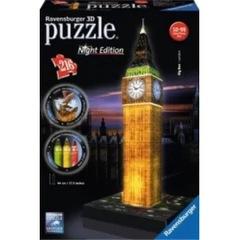 Puzzle Ravensburger 3D Puzzle Big Ben bei Nacht 12588 - Das berühmte Bauwerk als Night Edition mit LED – (DE)