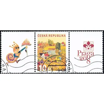 Sběratelství Letní den - spojka S3 - razítkovaná poštovní známka PRAGA 2008 - č. 573