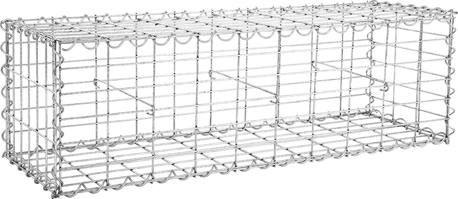 Estexo Lot De 2 Gabions Avec Spirales Et Entretoises - 100 X 30 X 30 Cm - Grillage Galvanisé Pour Jardin